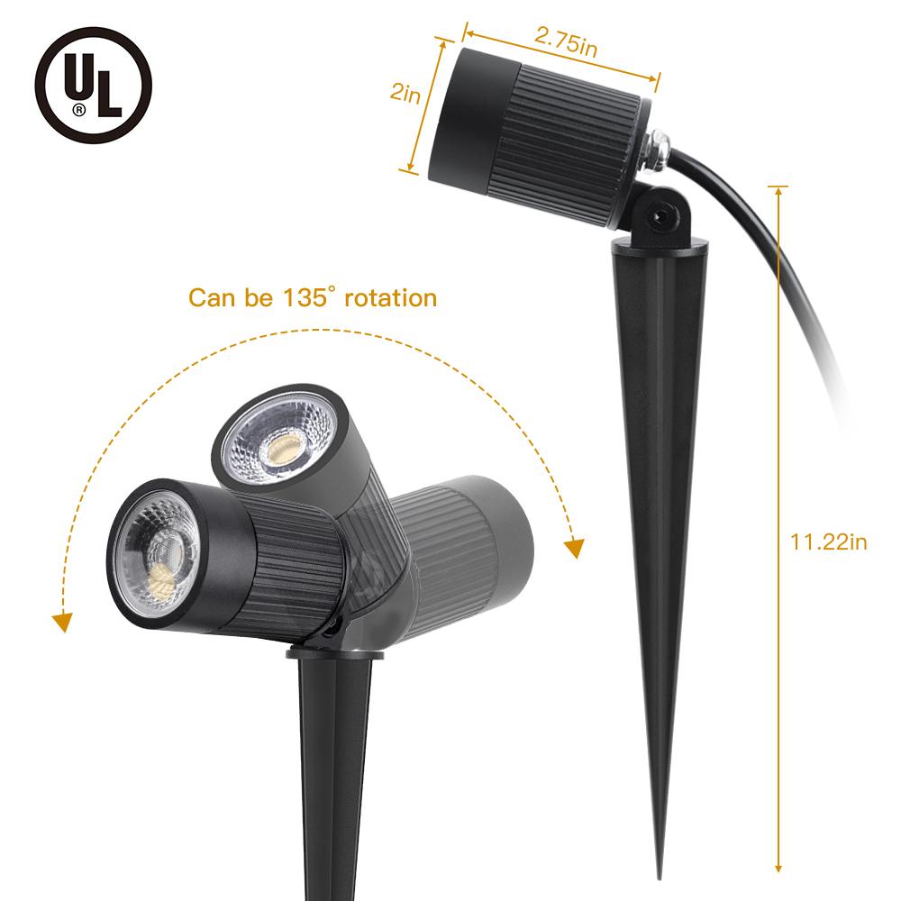 LED Landscape Light 10W 3000K 630 Lumens Black IP67 3 Year Warranty - Accent Light - Stake Mount