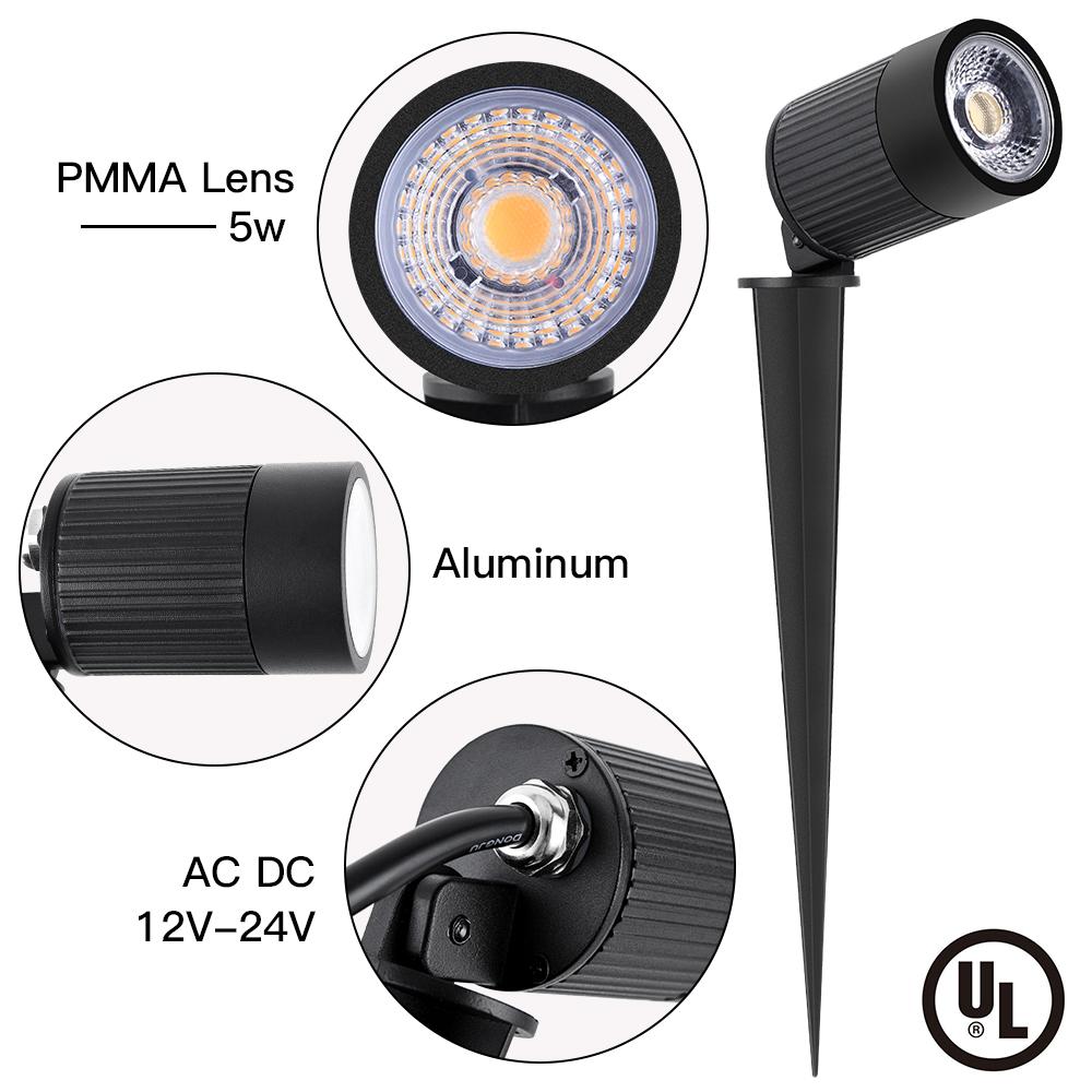 LED Landscape Light 10W 3000K 630 Lumens Black IP67 3 Year Warranty - Accent Light - Stake Mount