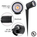 LED Landscape Light 10W 3000K 630 Lumens Black IP67 3 Year Warranty - Accent Light - Stake Mount