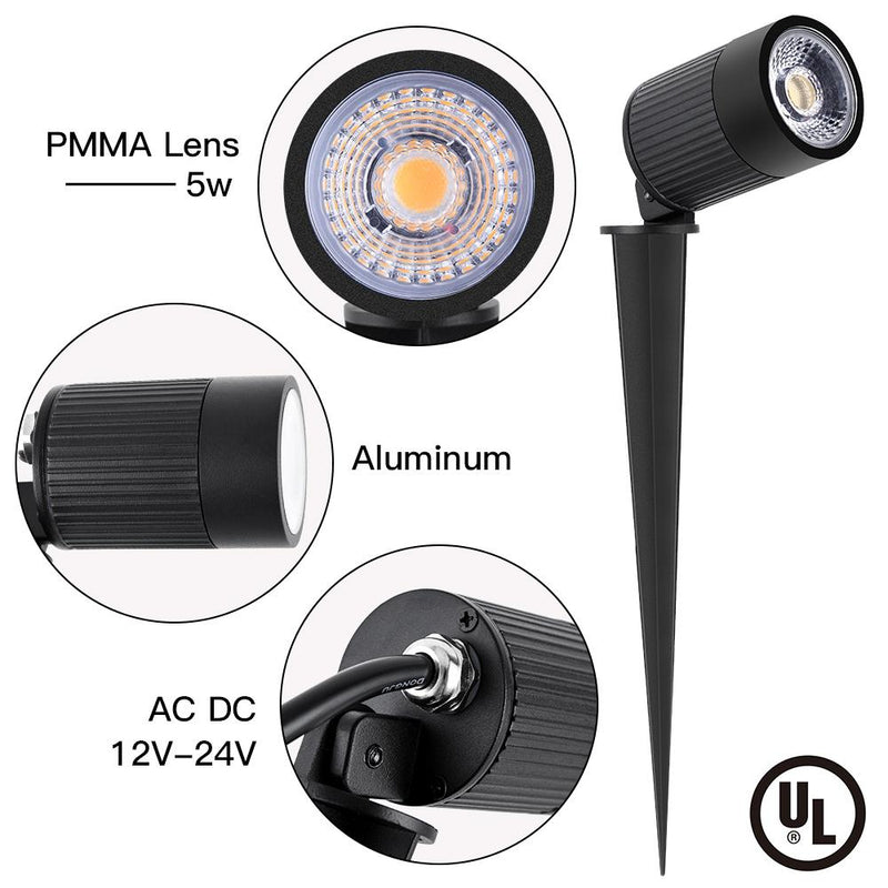 LED Landscape Light 10W 3000K 630 Lumens Black IP67 3 Year Warranty - Accent Light - Stake Mount