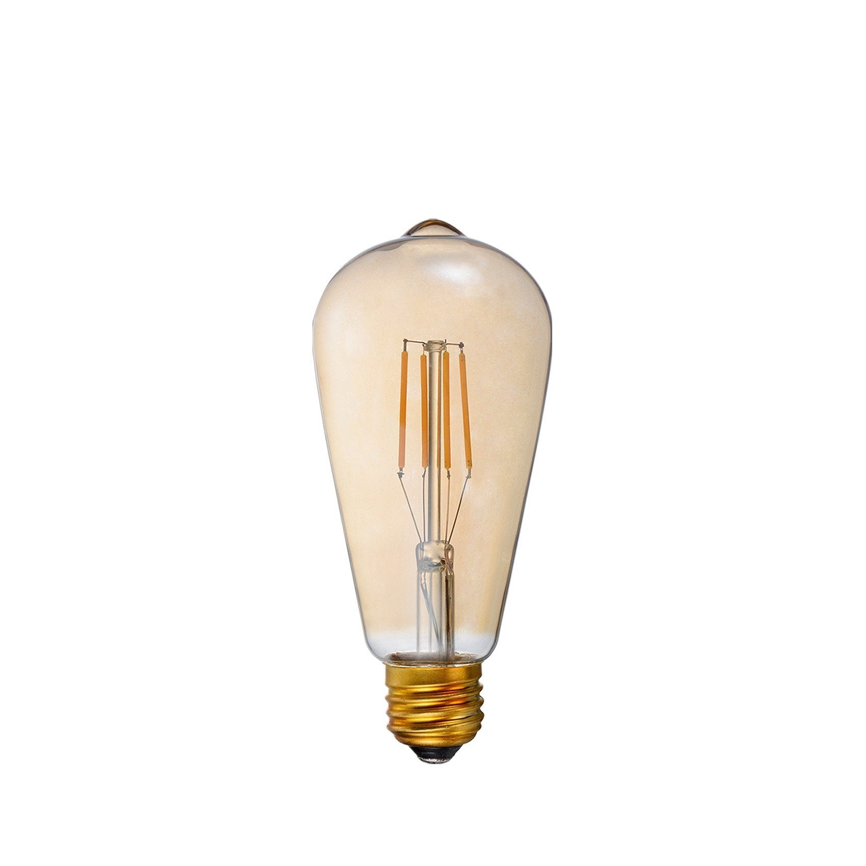 LED Filament Bulb - ST21 - E26 Base - 6.2W 2200K 400 Lumens UL ES Certified - Amber - Vintage - Dimmable