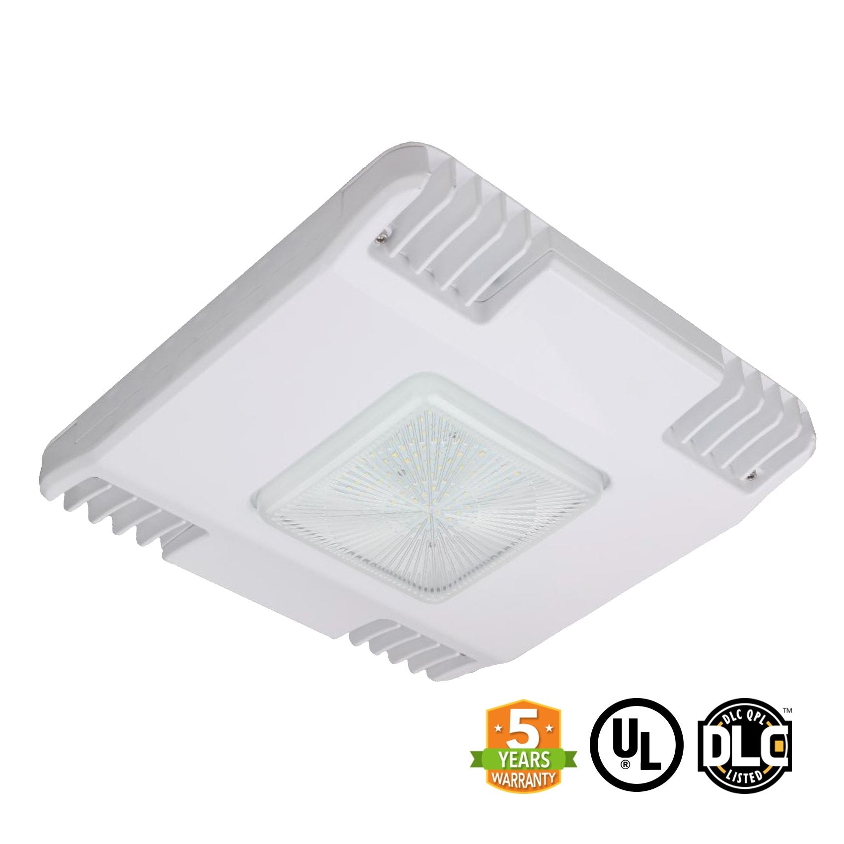 LED Canopy Light 150W 5700K 17600 Lumens White IP65 UL DLC Certified 5 Year Warranty - Gas Station
