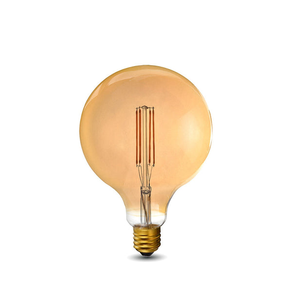 LED Filament Bulb - G40 - E26 Base - 6.2W 2200K 400 Lumens UL ES Certified - Amber - Vintage - Dimmable