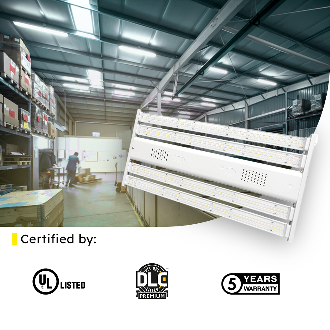 2ft LED Linear High Bay 161W 5000K 23220 Lumens - Clear - DLC Premium 5 Year Warranty - Dimmable - Chain Mount