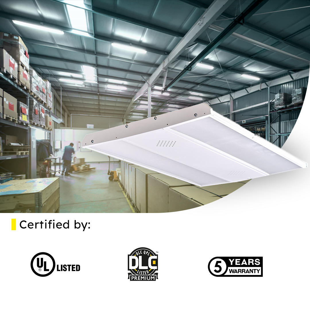 2ft LED Linear High Bay 160W 5000K 22000 Lumens - Frosted - DLC Premium 5 Year Warranty - Dimmable - Chain Mount