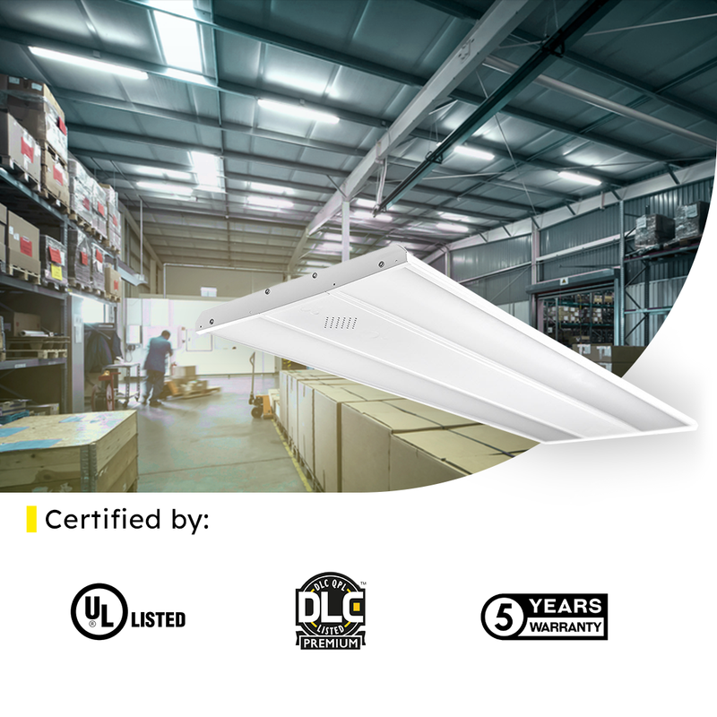 4ft LED Linear High Bay 160W 5000K 22250 Lumens - Frosted - DLC Premium 5 Year Warranty - Dimmable - Chain Mount