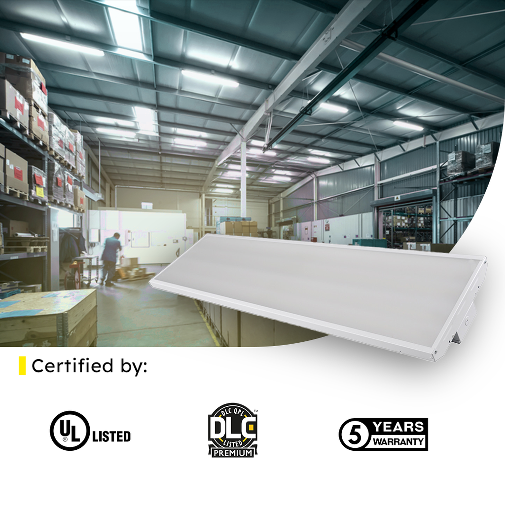 4ft LED Linear High Bay 160W 5000K 21800 Lumens UL DLC Premium 5 Year Warranty - Dimmable - Chain Mount