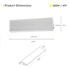 4ft LED Linear High Bay 160W 5000K 21800 Lumens UL DLC Premium 5 Year Warranty - Dimmable - Chain Mount