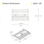 2ft LED Linear High Bay 161W 5000K 23220 Lumens - Clear - DLC Premium 5 Year Warranty - Dimmable - Chain Mount