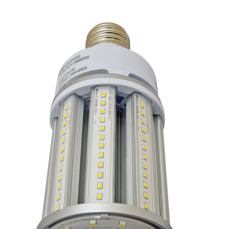 LED Corn Bulb 36W - Clear - 360 Degree - E26 & E39 Base - IP65 UL DLC Certified 5 Year Warranty