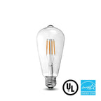 LED Filament Bulb - ST21 - E26 Base - 6.2W 2700K 400 Lumens UL ES Certified - Clear - Vintage - Dimmable