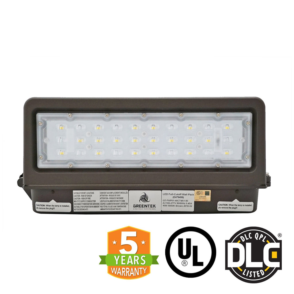 LED Wall Pack - 60W 5000K 8100 Lumens IP65 UL DLC Certified 5 Year Warranty - With Photocell - Full Cutoff - Dark Sky
