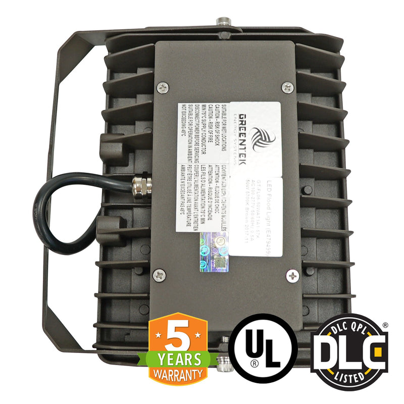 LED Flood Light 50W 5763 Lumens IP65 UL DLC Certified 5 Year Warranty