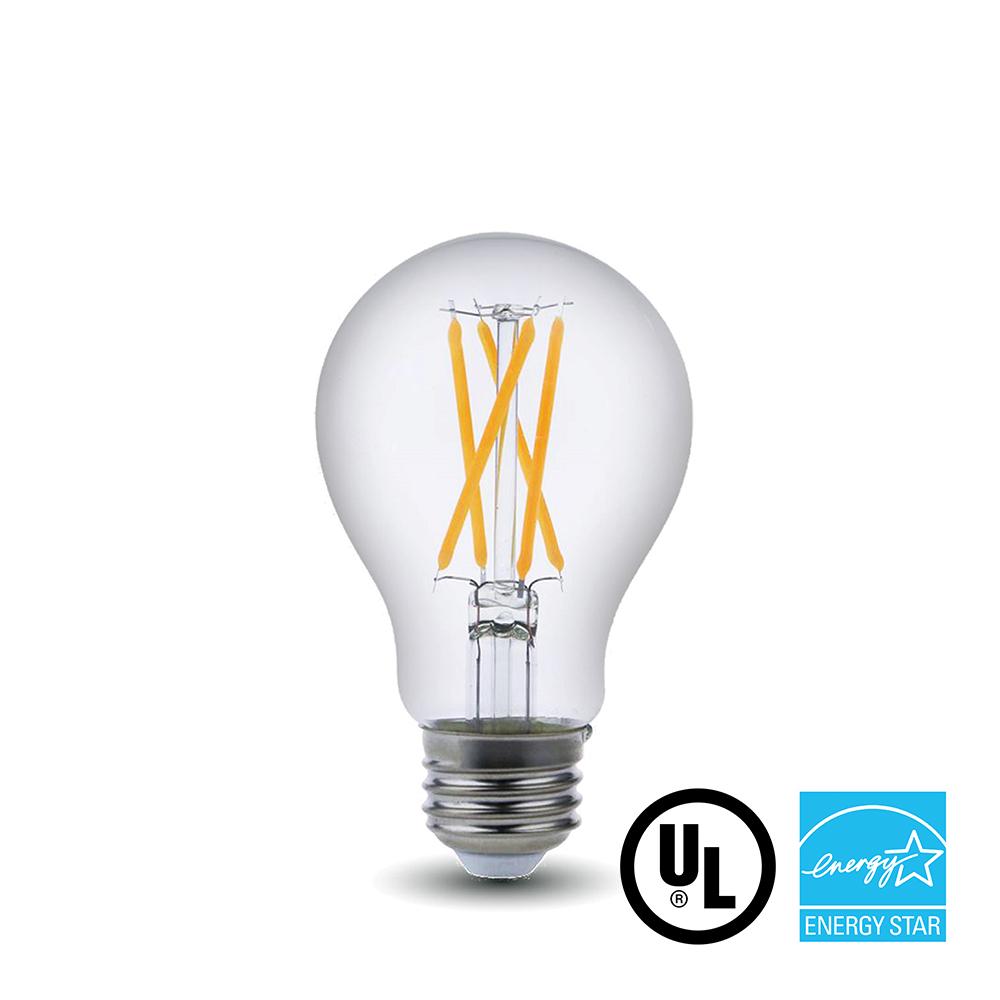 LED Filament Bulb - A19 - E26 Base - 8.5W 2700K 800 Lumens UL ES Certified - Clear - Vintage - Dimmable