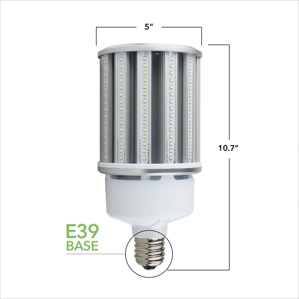 LED Corn Bulb 80W 10000 Lumens - Clear - E39 Base -  360 Degree - IP65 UL DLC Certified 5 Year Warranty