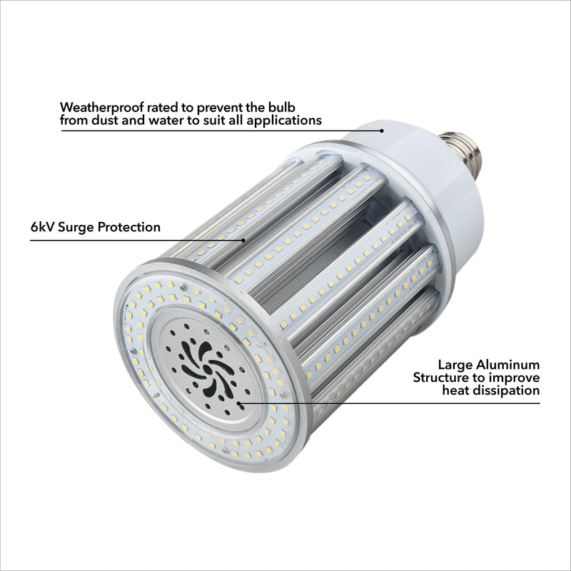 LED Corn Bulb 80W 10000 Lumens - Clear - E39 Base -  360 Degree - IP65 UL DLC Certified 5 Year Warranty