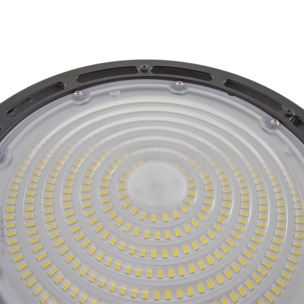 LED UFO High Bay 150W 21600 Lumens IP65 DLC Premium 5 Year Warranty - Hook Mount - High Voltage - V2