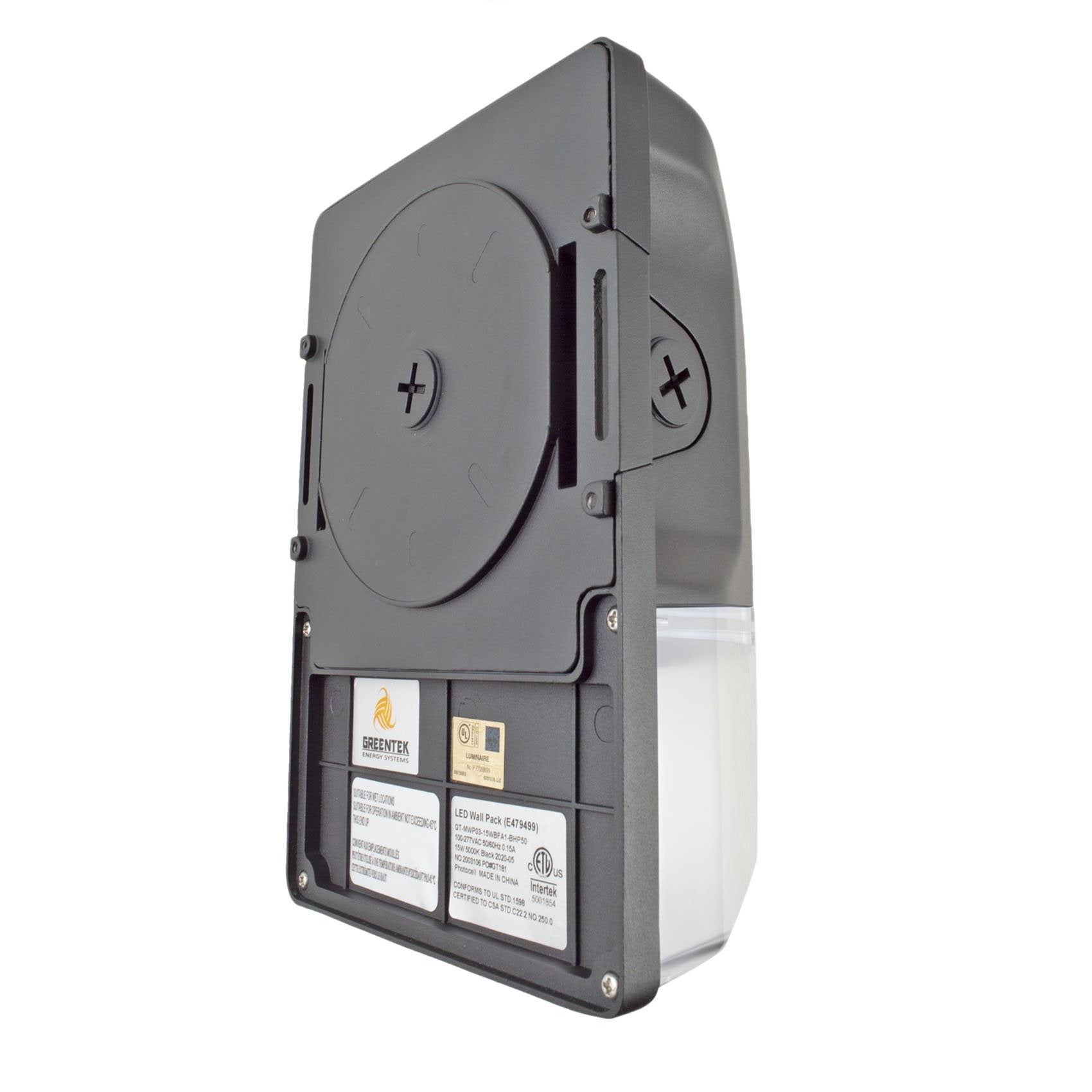 Mini LED Wall Pack - 15W 2030 Lumens IP65 ETL DLC Certified 5 Year Warranty - With Photocell