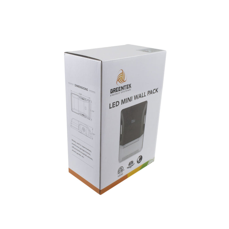 Mini LED Wall Pack - 15W 2030 Lumens IP65 ETL DLC Certified 5 Year Warranty - With Photocell