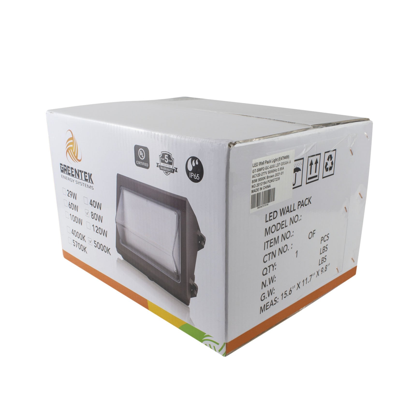 LED Wall Pack - 80W 11500 Lumens IP65 UL DLC Certified 5 Year Warranty - With Photocell - Semi Cutoff - Forward Throw