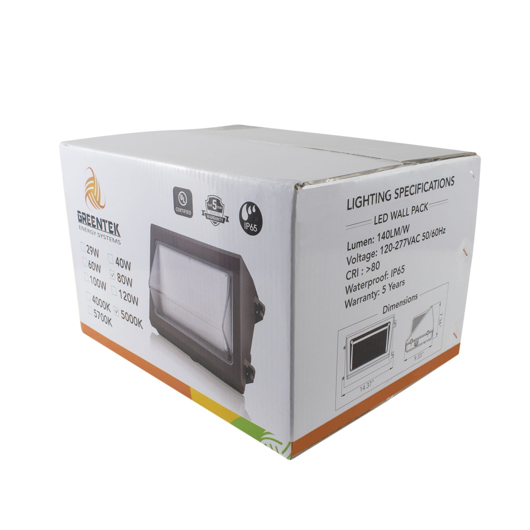 LED Wall Pack - 80W 11500 Lumens IP65 UL DLC Certified 5 Year Warranty - With Photocell - Semi Cutoff - Forward Throw
