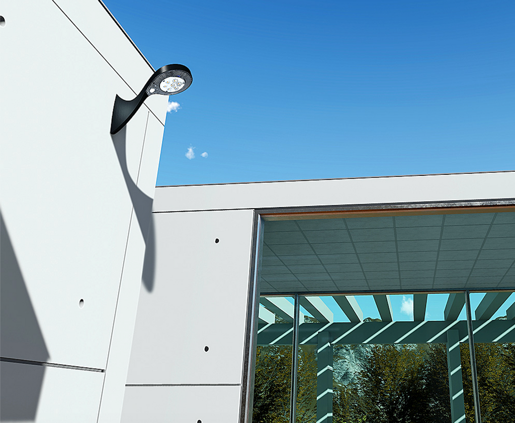 Solar LED Arm Light - Toughened Glass - 200 Lumens 4000K IP65 - Solar Panel 0.6W