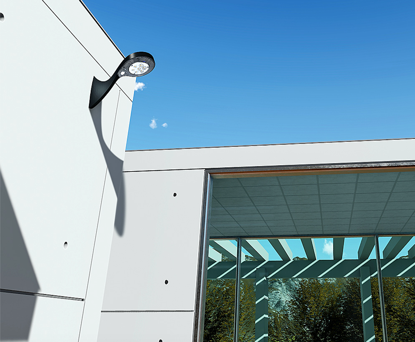 Solar LED Arm Light - Toughened Glass - 200 Lumens 4000K IP65 - Solar Panel 0.6W