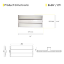 2ft LED Linear High Bay 165W 23100 Lumens - Frosted - UL DLC Certified 5 Year Warranty - Dimmable - Chain Mount