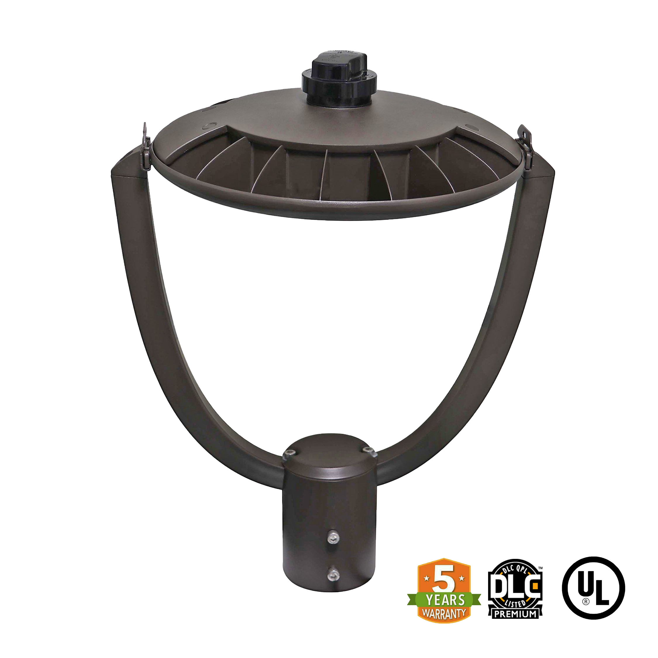 LED Post Top Light 35W 4830 Lumens Black IP65 DLC Premium 5 Year Warranty - With Shorting Cap - Tunable CCT