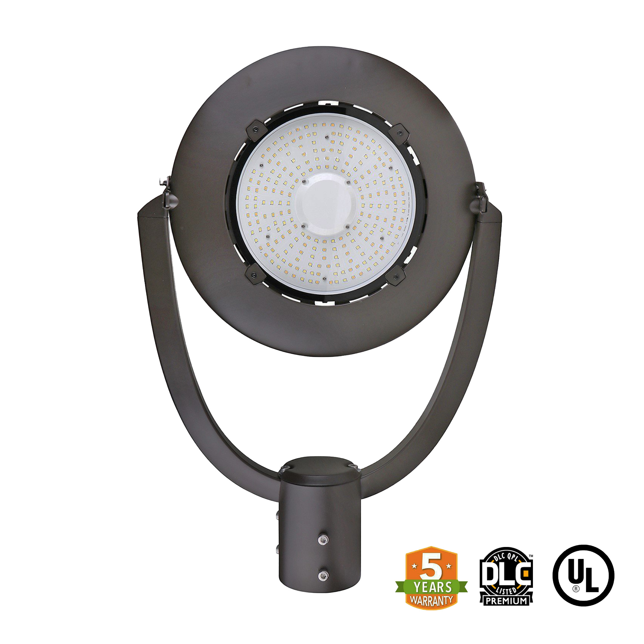 LED Post Top Light 35W 4830 Lumens Black IP65 DLC Premium 5 Year Warranty - With Shorting Cap - Tunable CCT