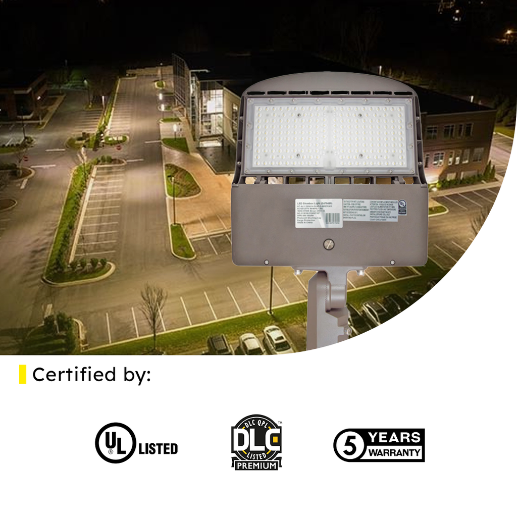 LED Street/Pole Light 150W 21000 Lumens IP65 UL DLC Certified 5 Year Warranty - With Shorting Cap - Slip Fitter Mount