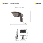LED Street/Pole Light 150W 21000 Lumens IP65 UL DLC Certified 5 Year Warranty - With Shorting Cap - Slip Fitter Mount