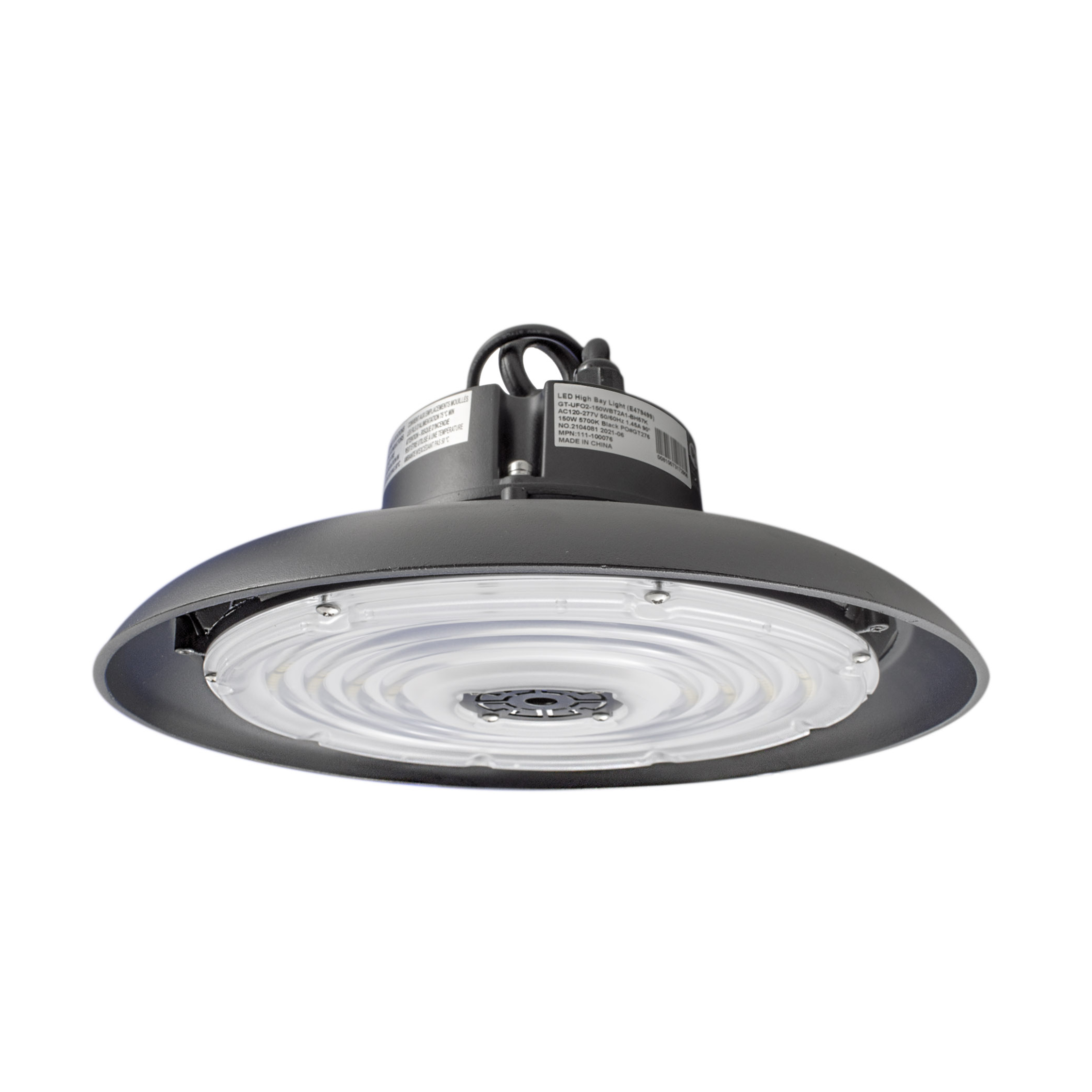 LED UFO High Bay 150W 5700K 20900 Lumens IP65 UL DLC Certified 5 Year Warranty - With Motion Sensor - Hook Mount - V3
