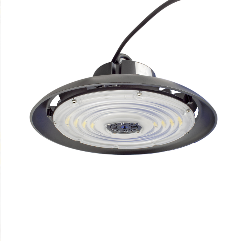 LED UFO High Bay 150W 5700K 20900 Lumens IP65 UL DLC Certified 5 Year Warranty - With Motion Sensor - Hook Mount - V3