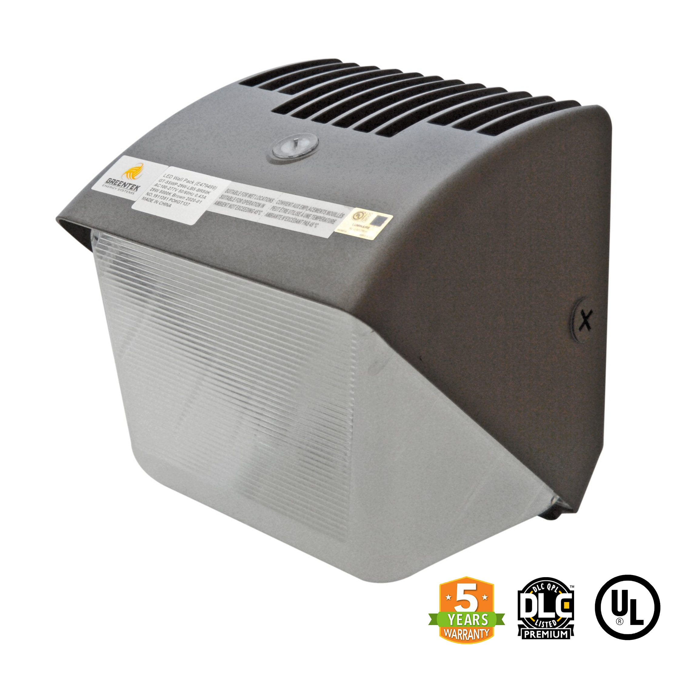 LED Wall Pack - 60W 5000K 7468 Lumens IP65 UL DLC 5 Year Warranty - With Photocell - Semi Cutoff - Forward Throw