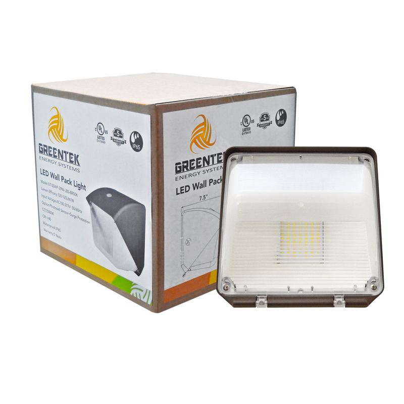 LED Wall Pack - 29W 5000K 3839 Lumens IP65 UL DLC Certified 5 Year Warranty - With Photocell - Semi Cutoff - Forward Throw
