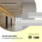 T8 4ft LED Integrated Tube Light 22W 2838 Lumens UL DLC Certified 5 Year Warranty