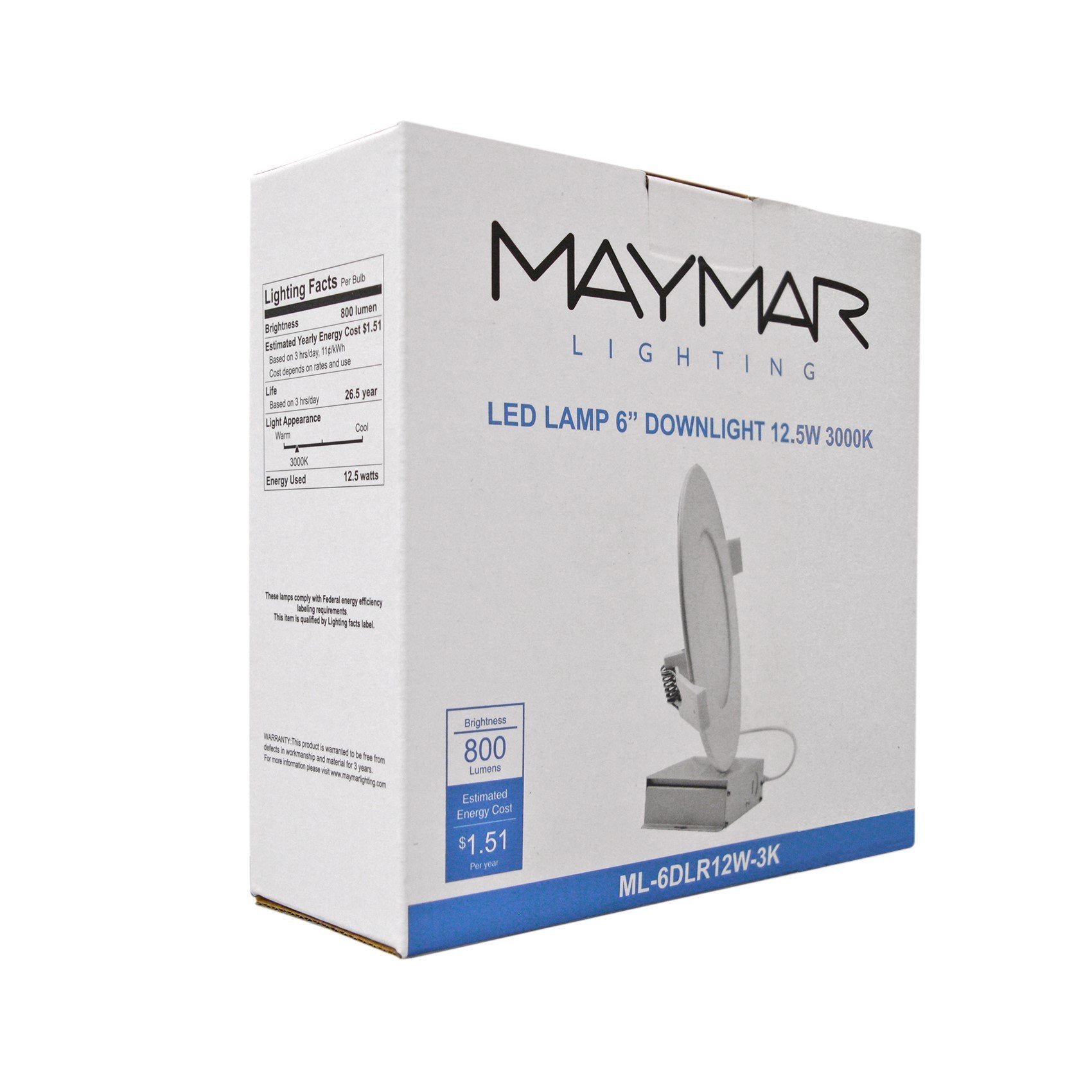 6 Inch LED Downlight 12.5W 750 Lumens - Clear - ETL ES Certified 5 Year Warranty - Dimmable - With Driver Remote