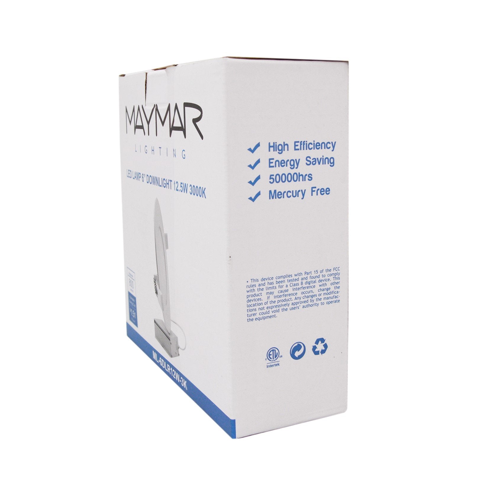 6 Inch LED Downlight 12.5W 750 Lumens - Clear - ETL ES Certified 5 Year Warranty - Dimmable - With Driver Remote