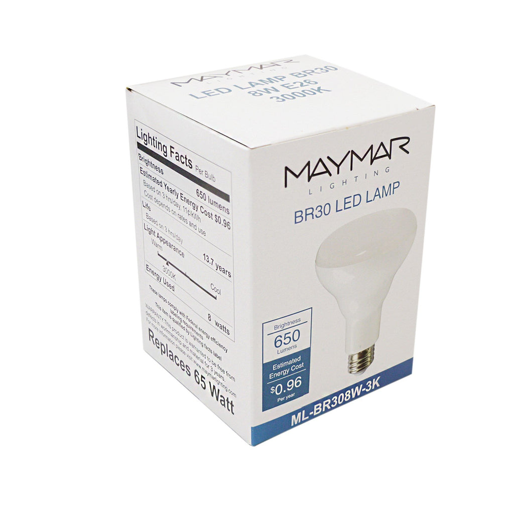 LED Light Bulb - BR30 - E26 Base - 8W 650 Lumens UL ES Certified - Dimmable