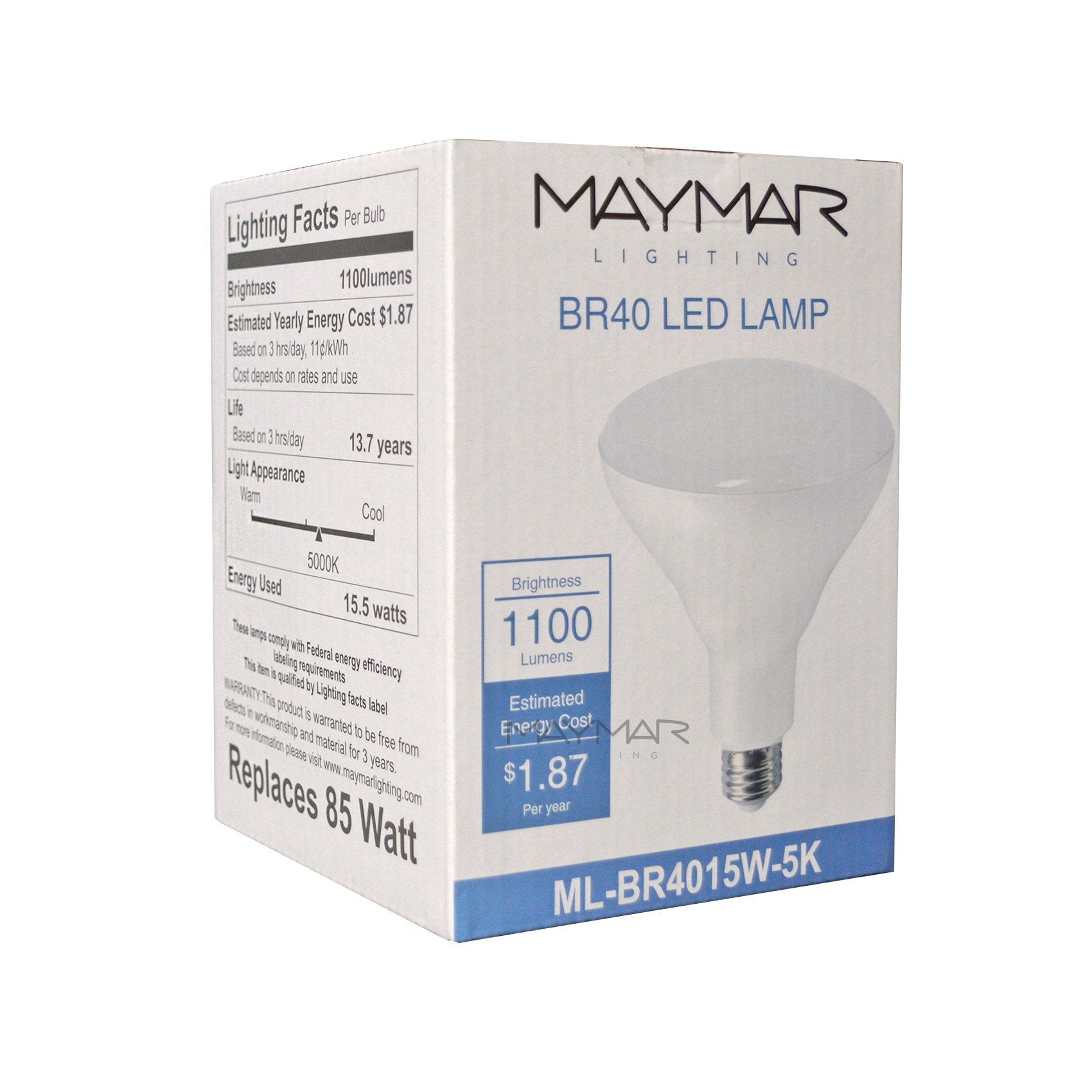 LED Light Bulb - BR40 - E26 Base - 15W 1100 Lumens UL ES Certified - Dimmable