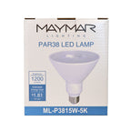 LED Light Bulb - PAR38 - E26 Base - 15W 1200 Lumens UL ES Certified - Dimmable