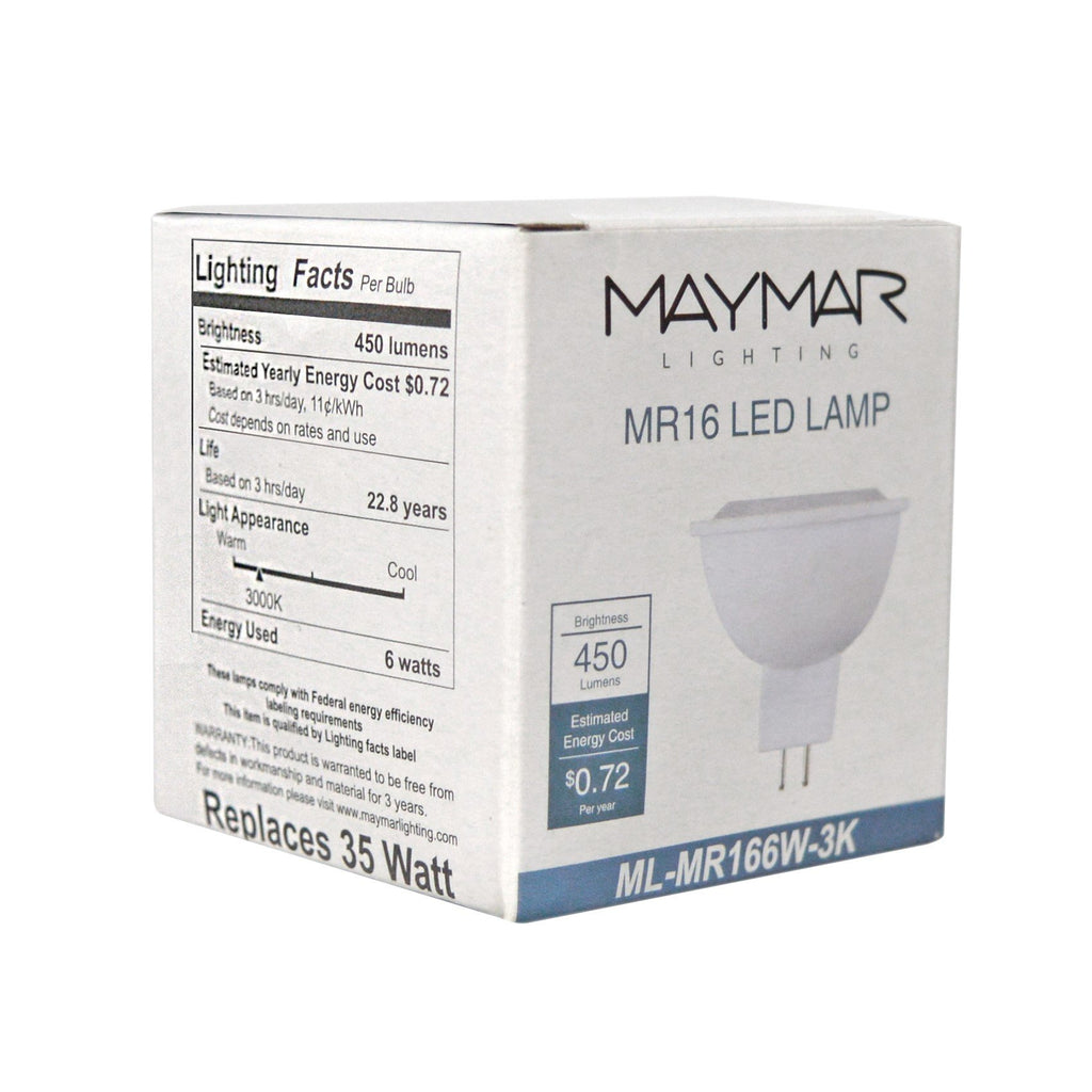 LED Light Bulb - MR16 - GU5.3 Base - 6W 450 Lumens UL ES Certified - Dimmable