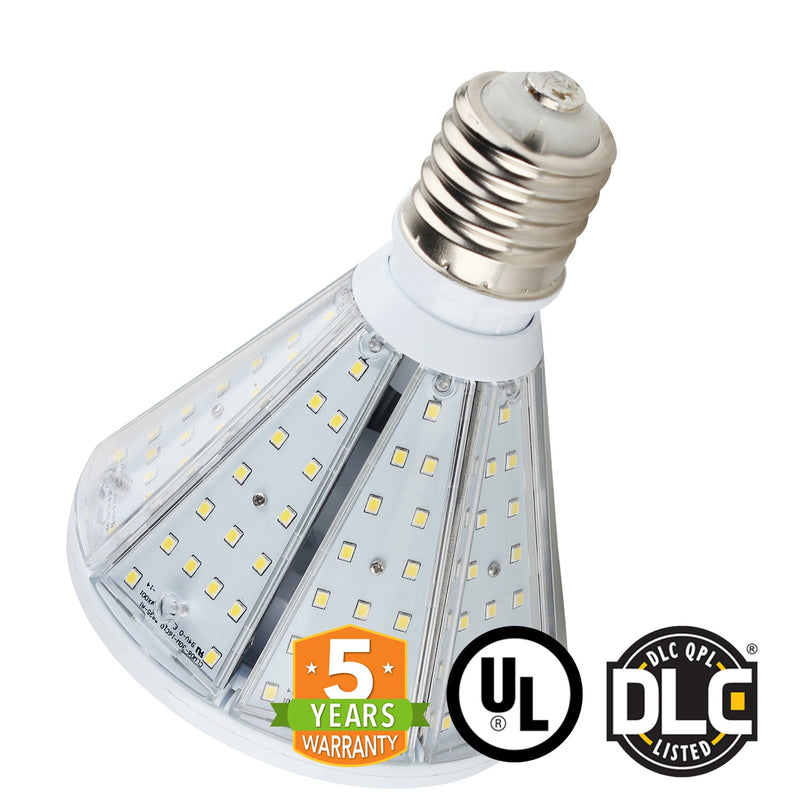 LED Corn Bulb - Post Top - Bottom Socket - 30W 5700K 3500 Lumens - E39 Base -  360 Degree - IP64 UL DLC Certified 5 Year Warranty