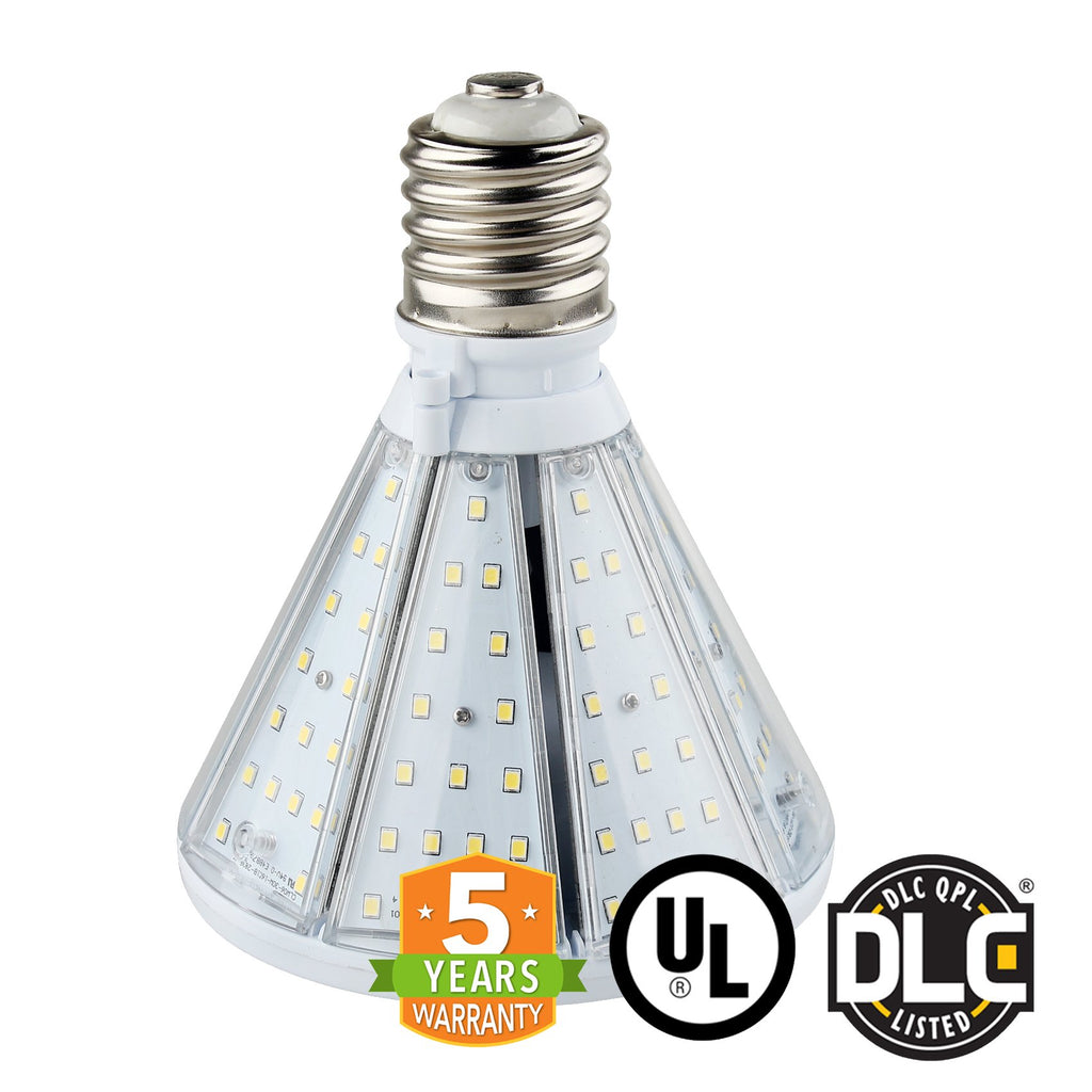 LED Corn Bulb - Post Top - Bottom Socket - 30W 5700K 3500 Lumens - E39 Base -  360 Degree - IP64 UL DLC Certified 5 Year Warranty