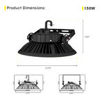 LED UFO High Bay 150W 5000K 22800 Lumens IP65 UL DLC Premium - Dimmable - Hook Mount - High Voltage - V6