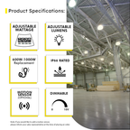 LED UFO High Bay Multi Wattage (180W/200W/250W) 5000K IP66 UL DLC Premium 5 Year Warranty - Dimmable - Hook Mount - V7