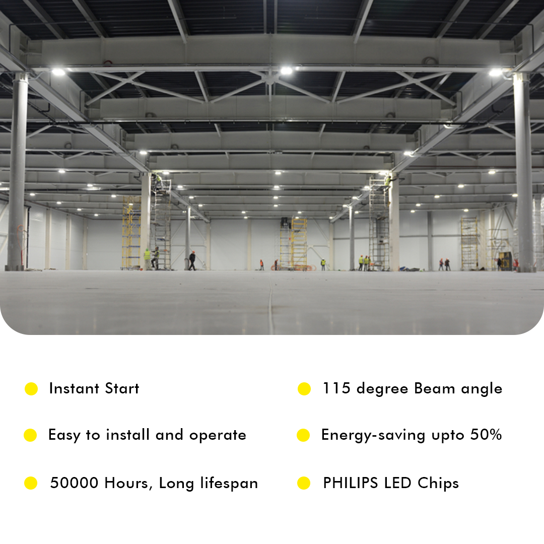 LED UFO High Bay 150W 5000K 21900 Lumens White IP66 NSF DLC Premium - Dimmable - Hook Mount - V4