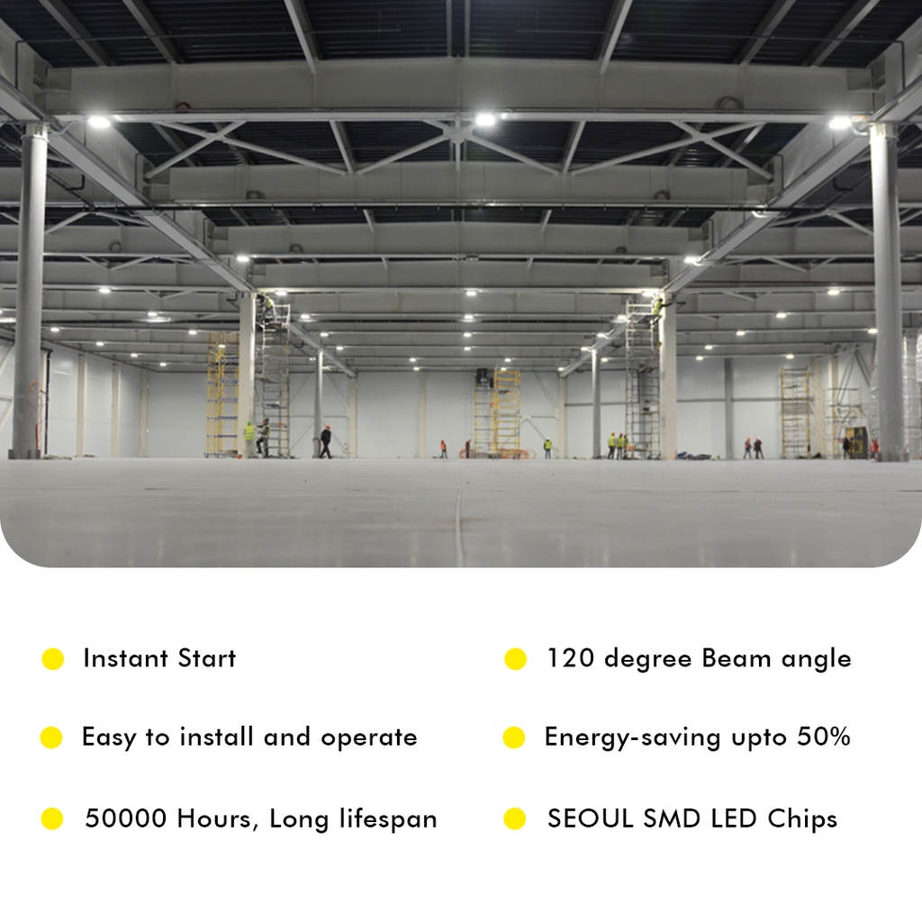 LED UFO High Bay 200W 5000K 30600 Lumens IP65 DLC Premium - Dimmable - Hook Mount - High Voltage - V6