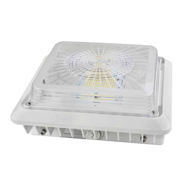 LED Canopy Light 75W 5700K 9900 Lumens White IP65 UL DLC Certified 5 Year Warranty - Parking Garage